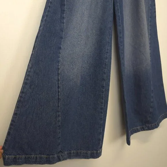 Free People We The Free Equinox Mid Rise Wide Leg Denim Trousers Size 28 - Picture 6 of 10